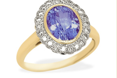 9ct gold Tanzanite &Diamond cluster.